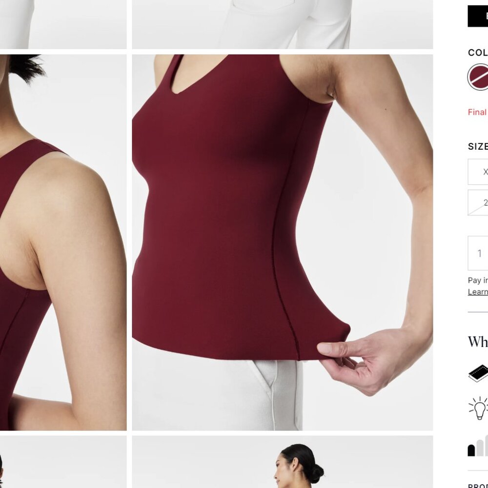 NWT SPANX Fit-to-You V-Neck Tank Red - Picture 8 of 9